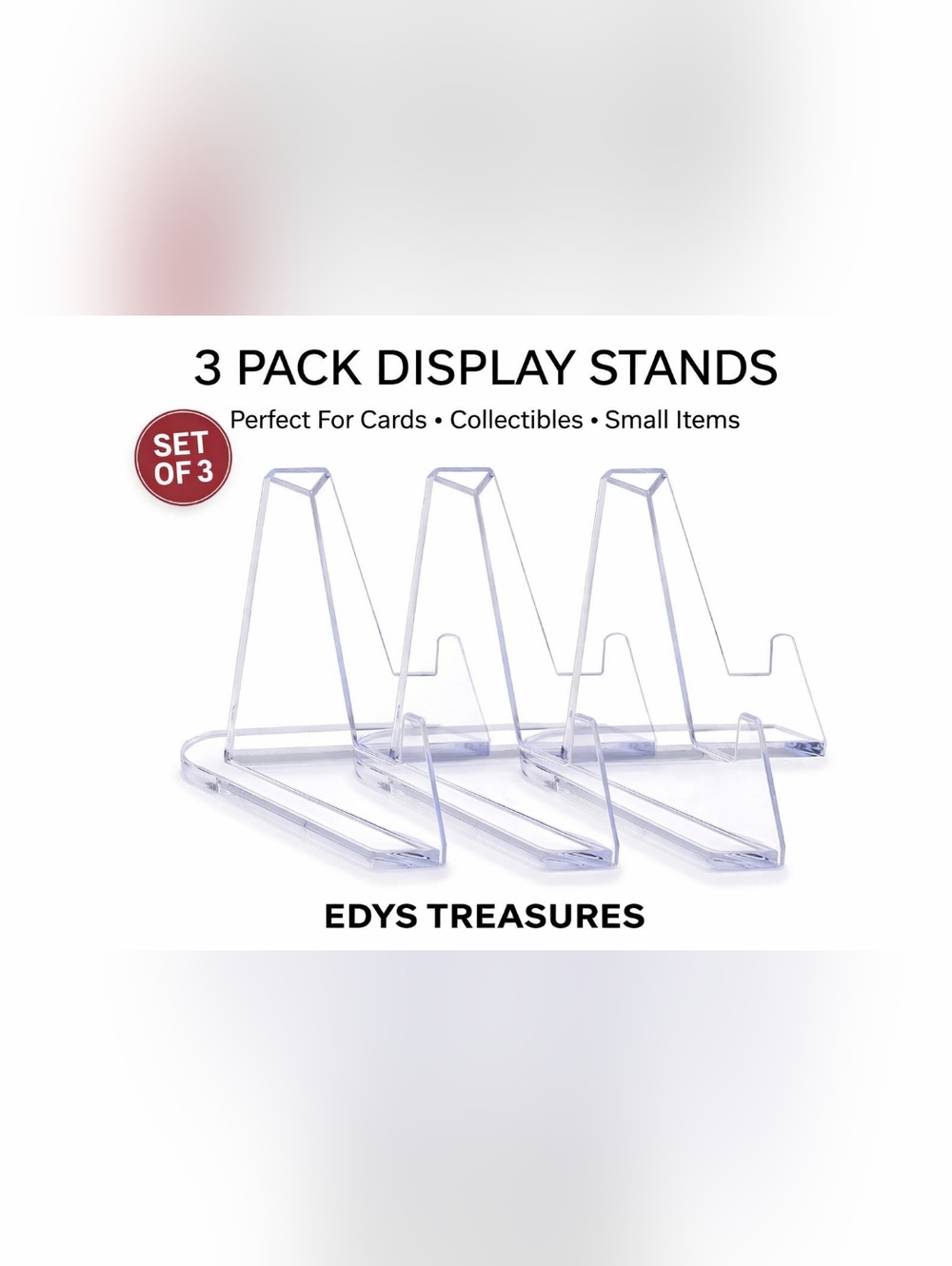 3 Pack Clear Display Stands Card Holders for Trading Cards & More NWOT